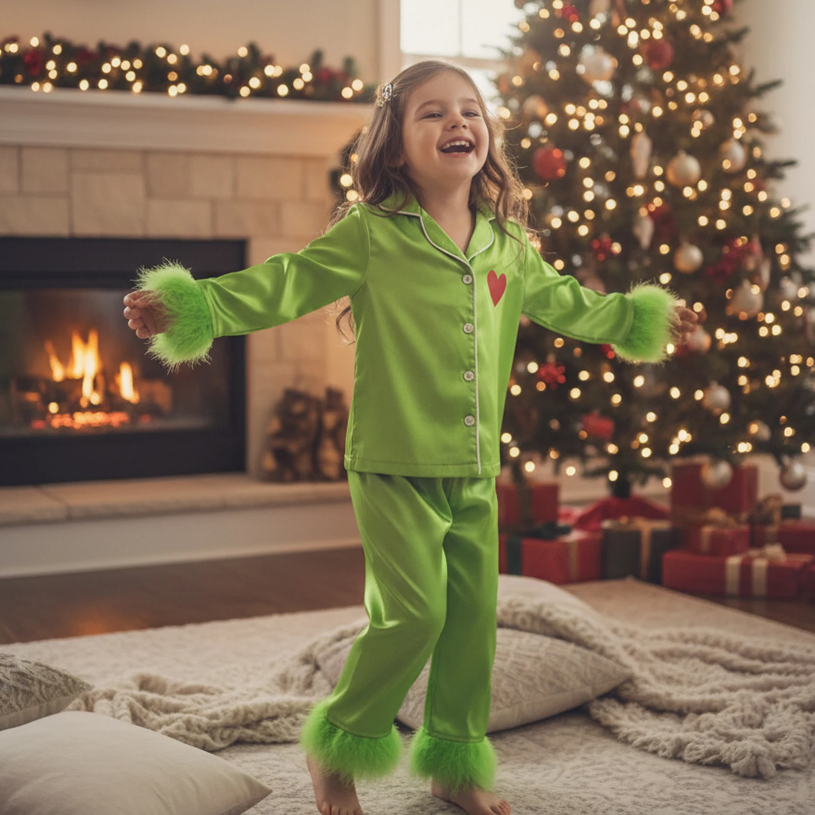 Family Pajamas Matching Sets Soft Stain Long Sleeve Lapel V Neck Button Down Tops Elastic Waist Pants Loungewear Pjs Homewear
