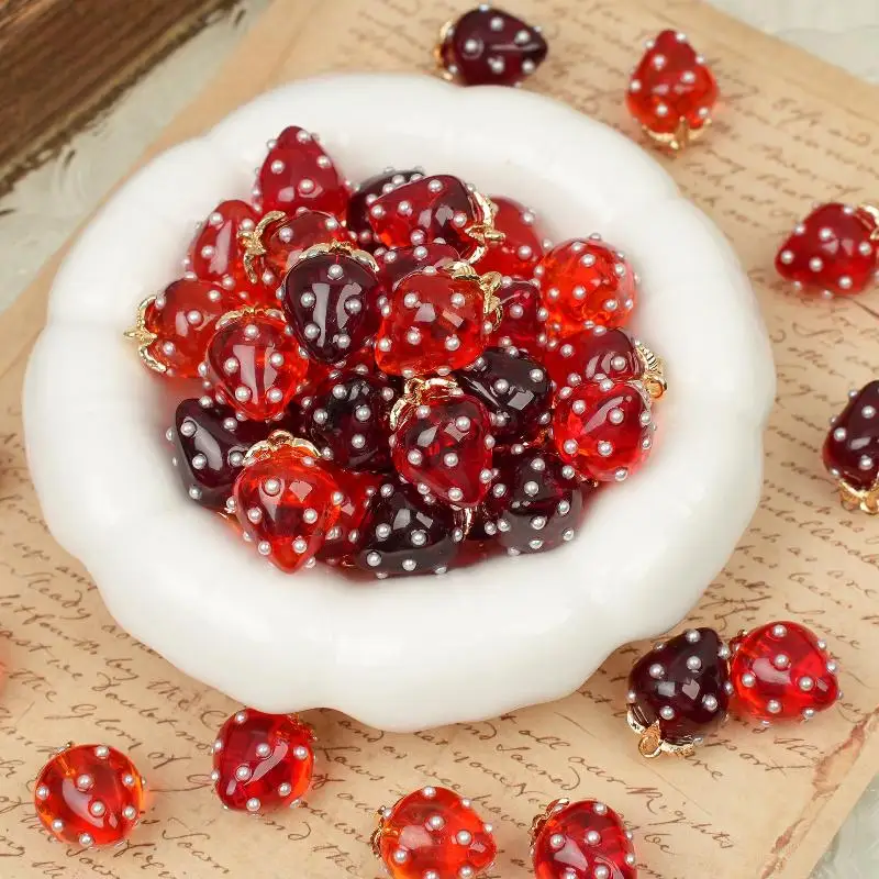 Chic Strawberry Resin Charms for DIY Jewelry Enhance Your Earrings and Hairpin Designs