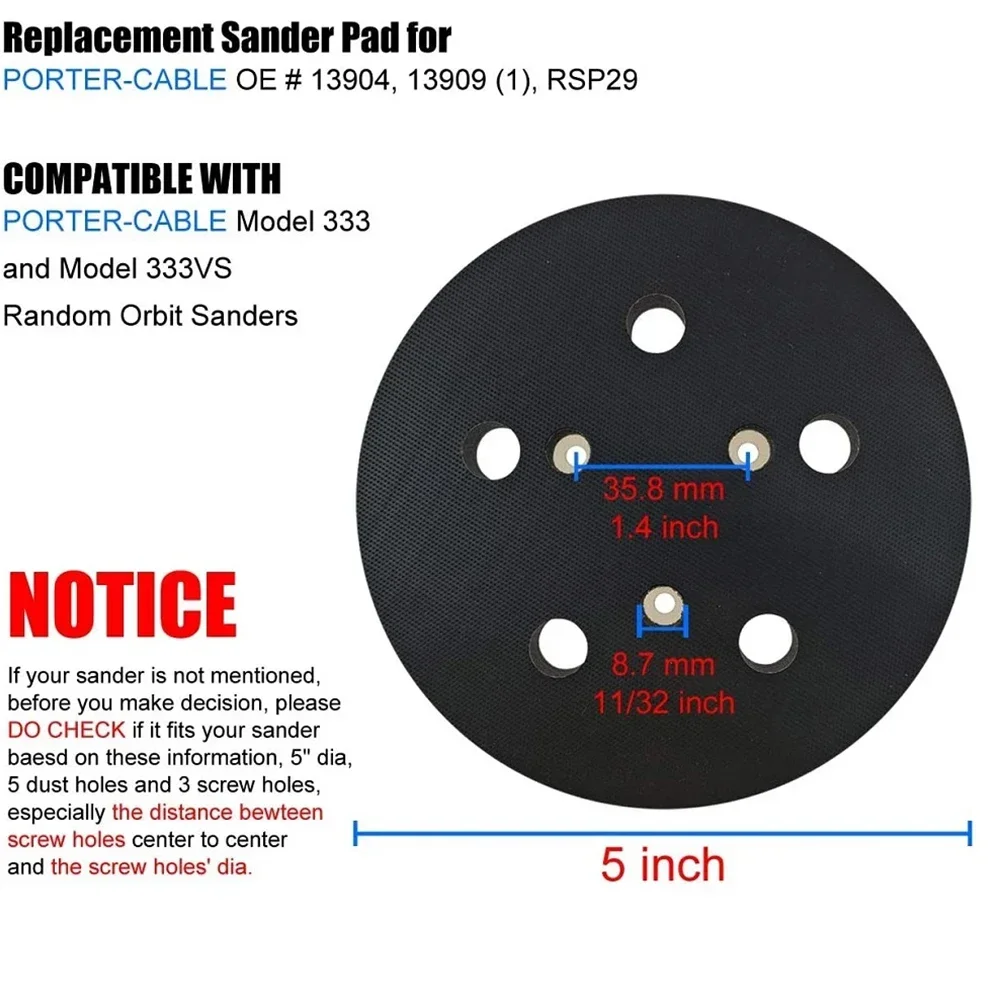 

Power Tools 125mm Sander Pad 5-hole Cable 333 Polishing Machine Commercial Cleaning Cushion Interface Pad For Home Decoration