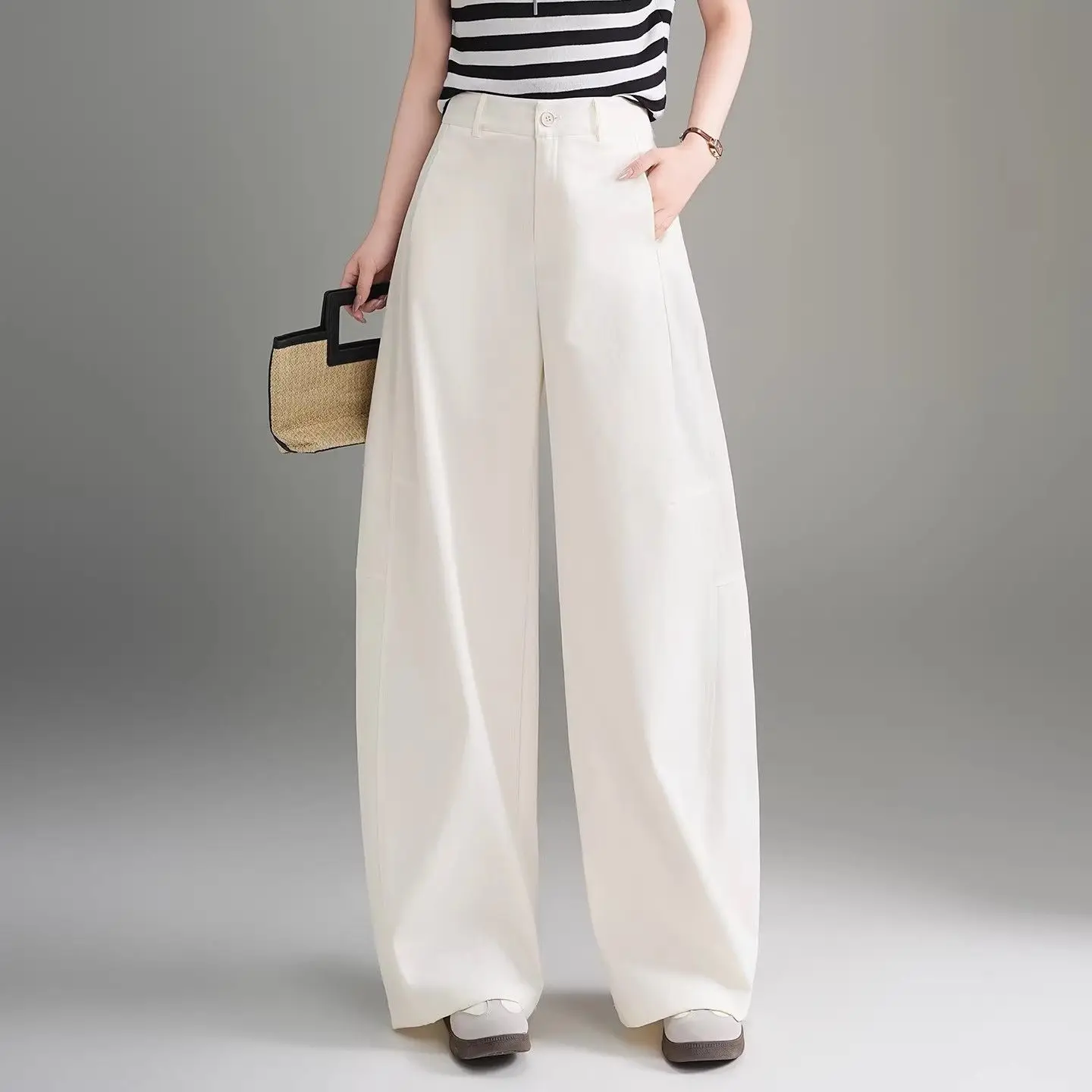 

Women Straight Pants 2026 New Spring Summer High Waist Loose Casual Wide Leg Trousers Female Solid High Quality Pantalons 4XL