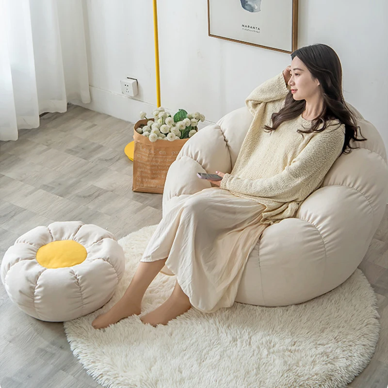 Pumpkin Style Lazy Sofa Bean Bag Tatami Living Room Single Sofa Bedroom Balcony Small Sofa Household Detachable Leisure Chair