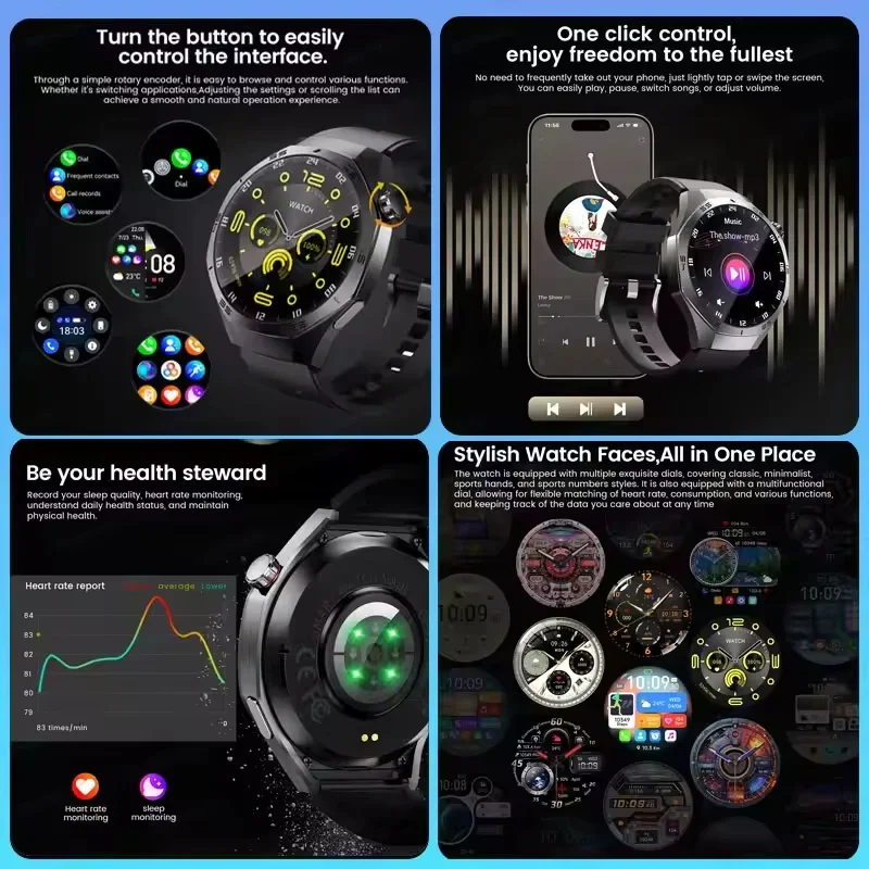 Untuk HUAWEI GT5 Pro GPS Smart Watch Pria Layar Ultra AMOLED 1.52 inci Deteksi Detak Jantung Panggilan BT Smartwatch Olahraga Kebugaran Gelang Tahan Air