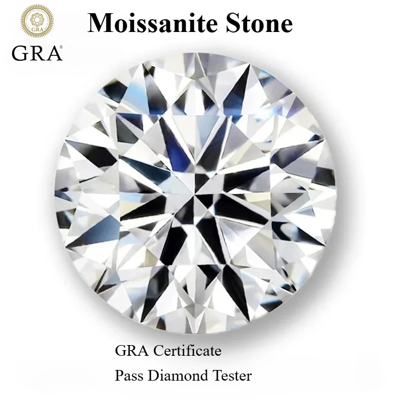 

Moissanite Stone Round Cut 8 Hearts And Arrows D Color Vvs1 Wholesale Lab Grown Gemstones For Jewelry With Certificate