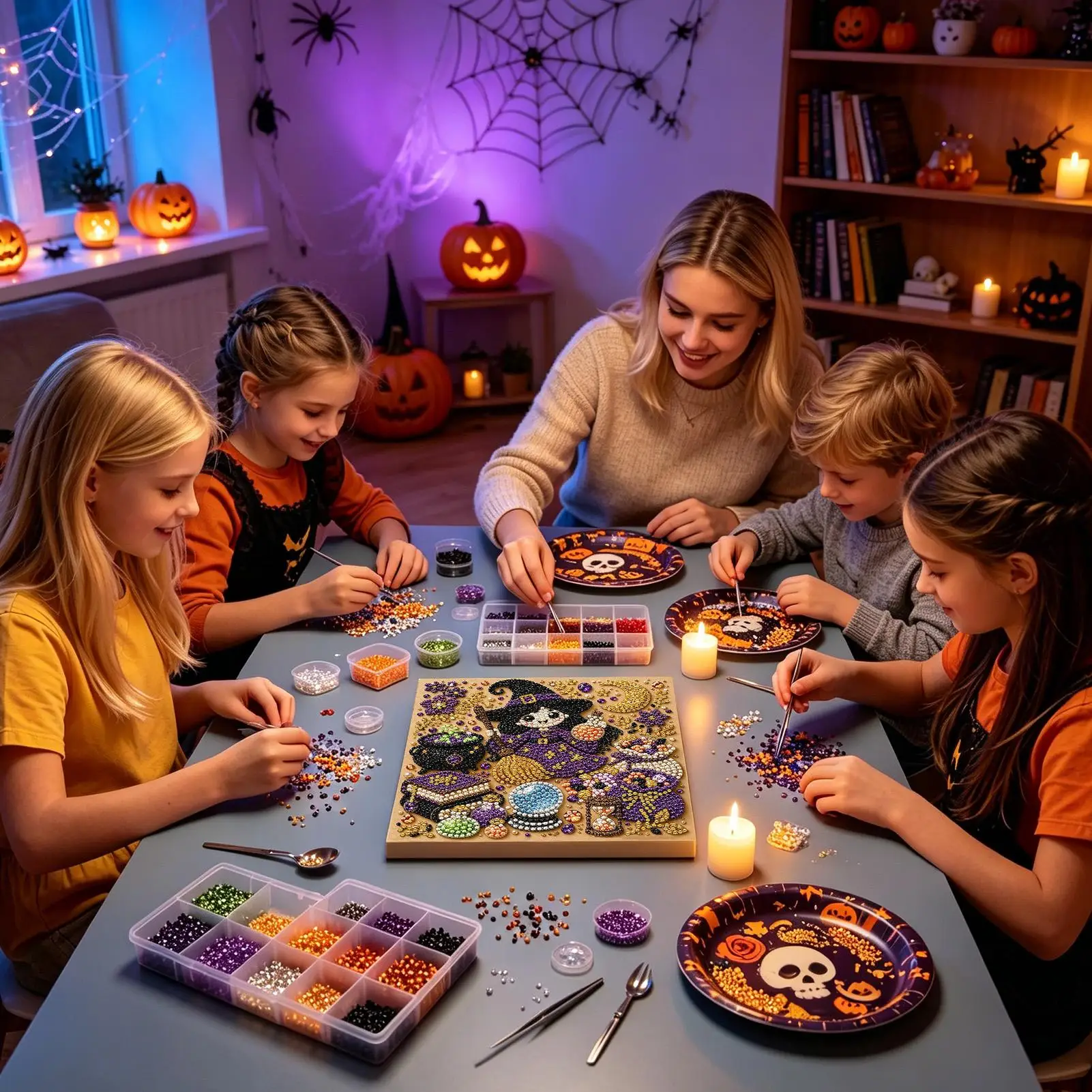Pearl Art Kits Cute Spooky Halloween Theme Table Gems Beads Decoration Pearl Rhinestones Art Kits Adults For DIY Crafts Home