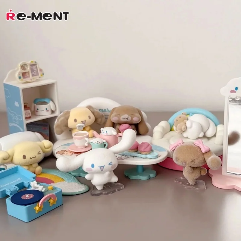 

Re-Ment Sanrio Cinnamoroll Flocked Blind Box Miniature Relaxing Living Room Collectible Candy Toy Figure Set For Desktop Decor