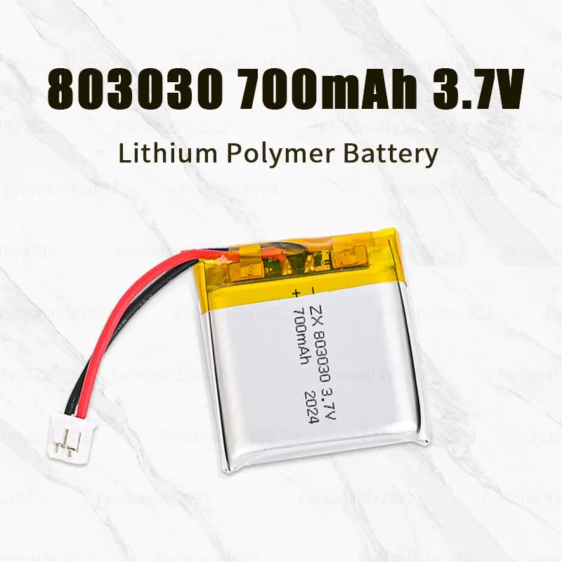 Lipo 803030 3.7V Battery 700mAh Lithium Polymer Batteries for GPS Smart Wear Sprayer Beauty Equipment DVD Rechargeable Cell