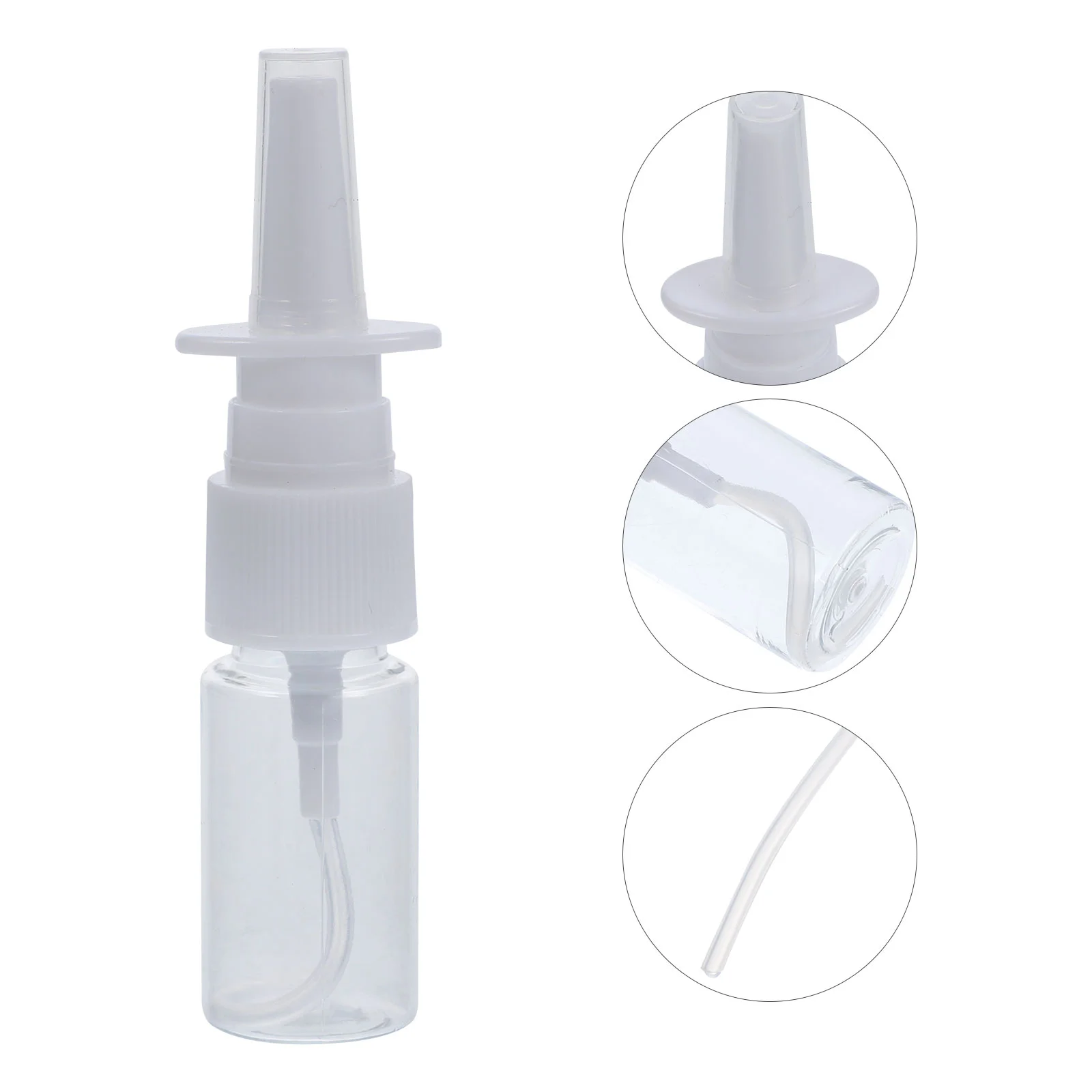 

5 Pcs 10ml Portable Nasal Sprayer Bottle Refillable Fine Mist Empty Spray Bottles (10M Transparent Flat Shoulder Bottle + 18R