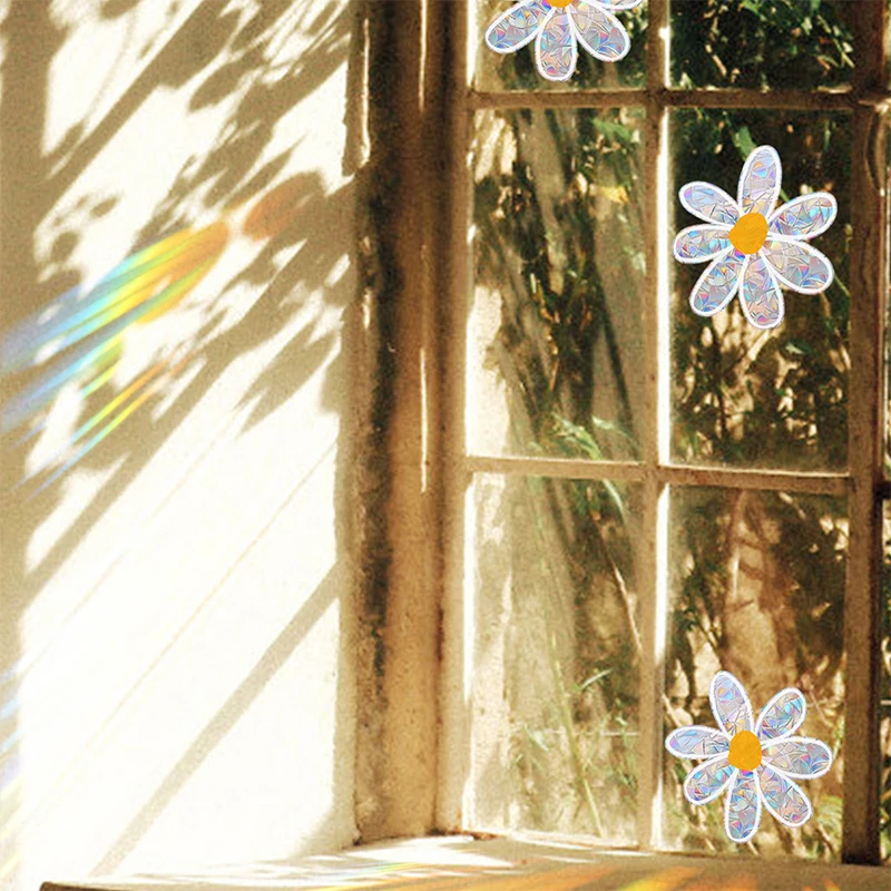 Flower Sun Catcher Stickers Self Adhesive PVC Window Wall Decal Suncatcher Rainbow Maker Wallpaper Bedroom Home Decor