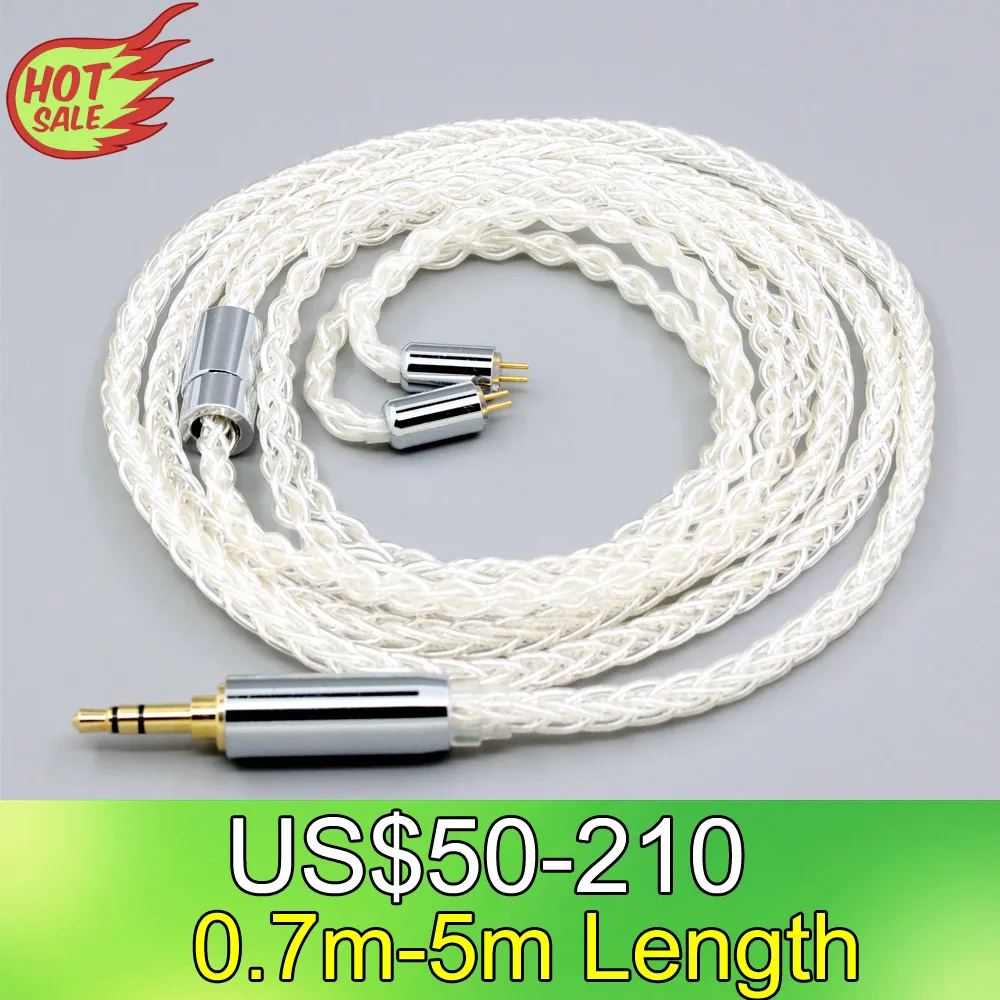 LN008396 8 Core 99% 7n Pure Silver Palladium Earphone Cable For 0.78mm Flat Step JH Audio JH16 Pro JH11 Pro 5 6 7 2pin