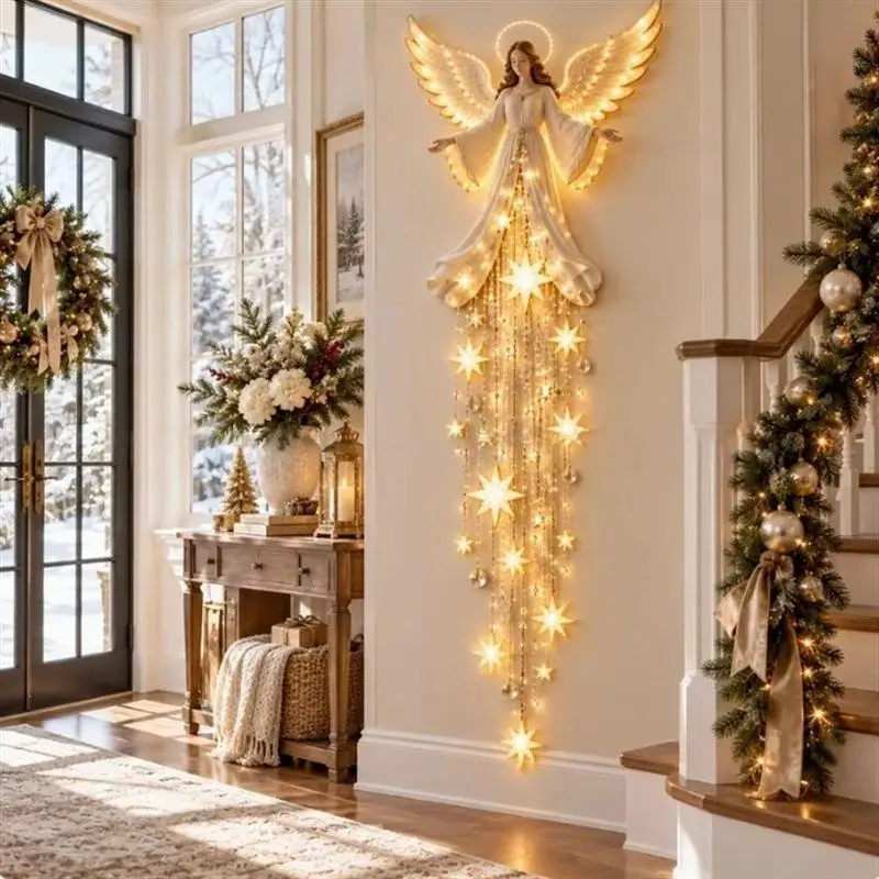 Angel Blessing Starfall Wall Light Christmas Angel Lamp Room Decoration Courtyard Holiday Dress up