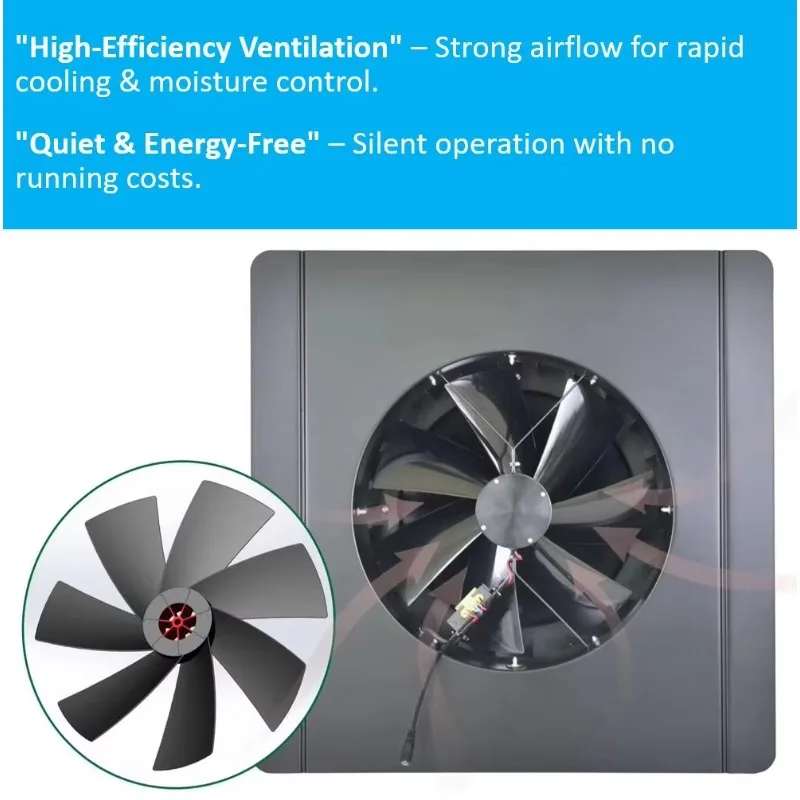 60W  Solar Roof Axial Ventilation Fan Aluminum Blades Steel Structure for Household Heat Dissipation