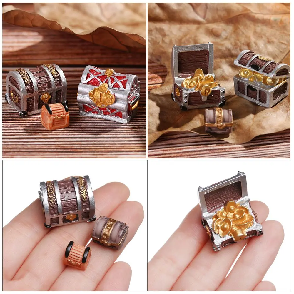 Creative Micro Landscape Doll House Ornament Miniature Cashbox Treasure Chest Figurine Jewelry Box Pirate Adventure Game