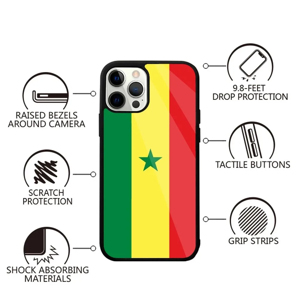 Senegal Flag Case Phone Case Strong Magnetic For IPhone 15,14,13,Pro,Max,Plus,11,12,Mini For Magsafe Wireless Charging