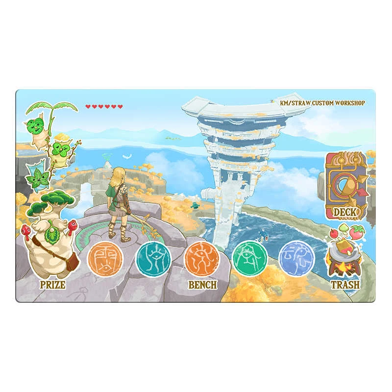 600X350X2Mm Diy Self Made PTCG Zelda Card Battle Mat PTCG Single Player Board Game Card Battle Table Mat Anime Cards Gift Toys