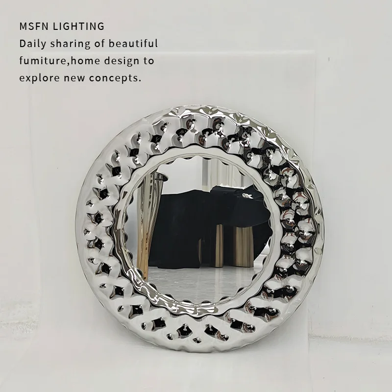 Modern simple and creative stainless steel balloon series decorative mirror hanging mirror household living room dressing mirror