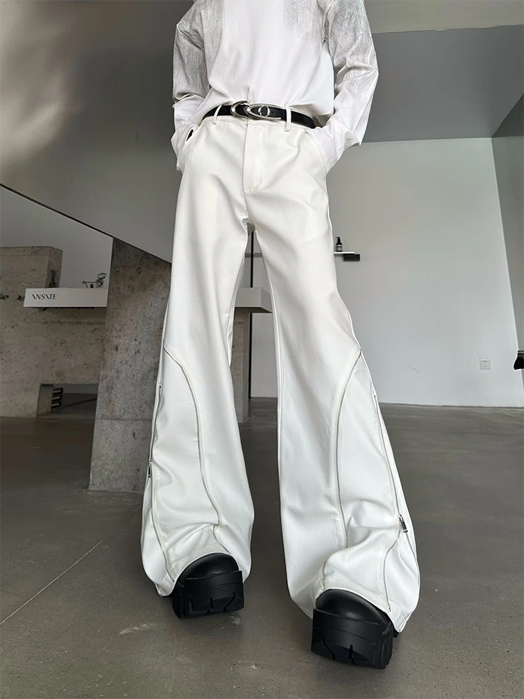 

MARTHENAUT Original Slim Fit Zipper Wide Leg Pants Youth Fashion Casual Jeans mid Waist Loose Trousers for Spring Season