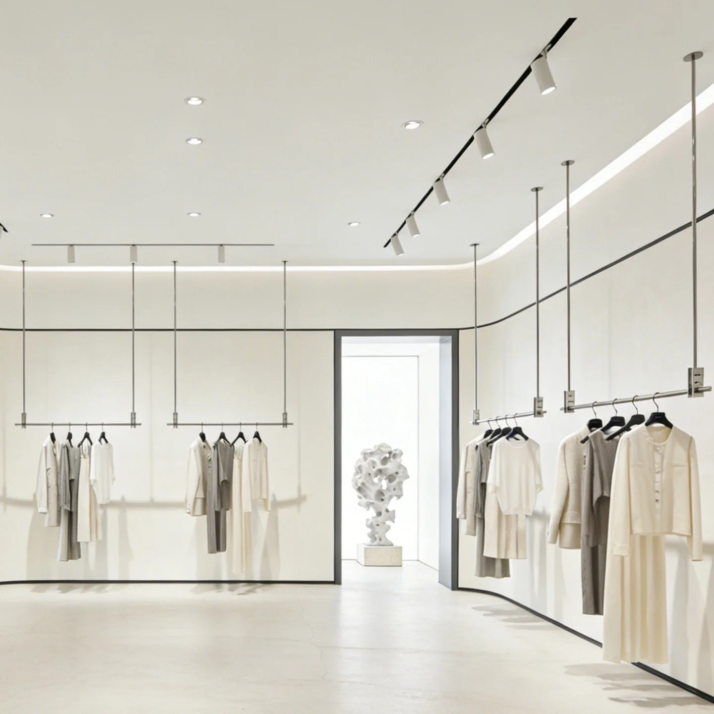 Stainless steel hanger clothing store display rack lifting hanger women's clothing store silver window steel wire adjustment