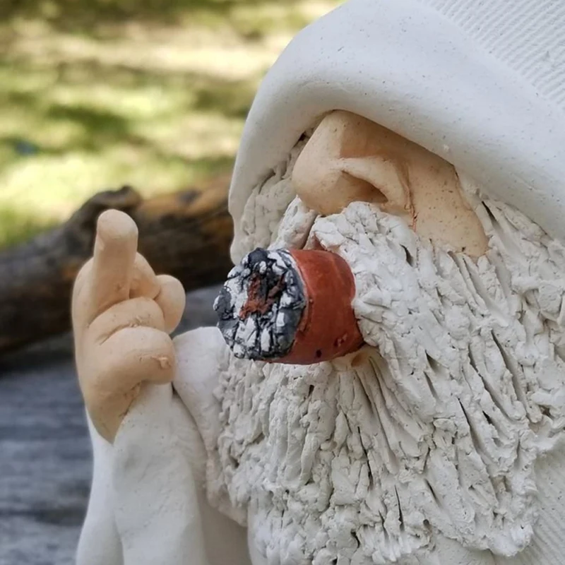 Naughty Smoking Bearded Dwarf Garden Sculpture Ornament Scornful Wizard Gnome Statue Indoor Outdoor Figurine Home Yard Christmas