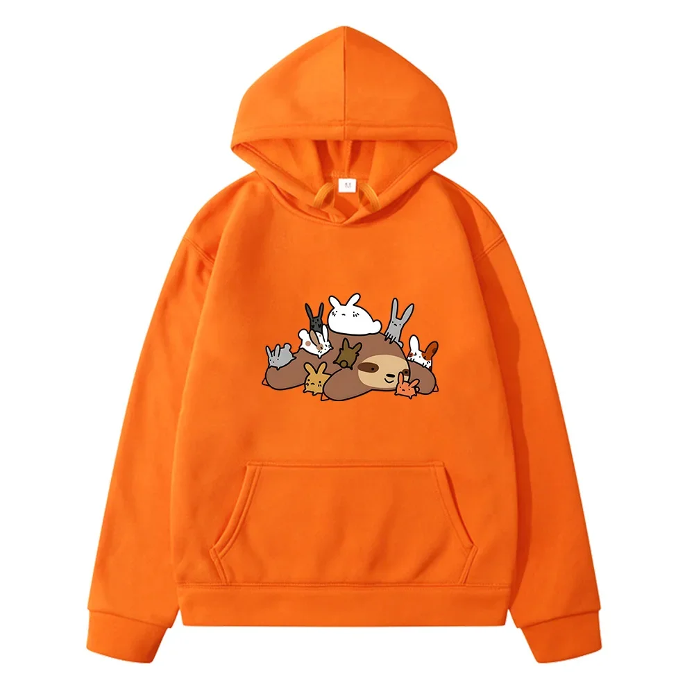 Sloth Kids Hoodies Cute Cartoon Women Kawaii Streetwear Pullovers Casual Winter Sweatshirts Y2k Tops Fashion Warm Hoody Clothes