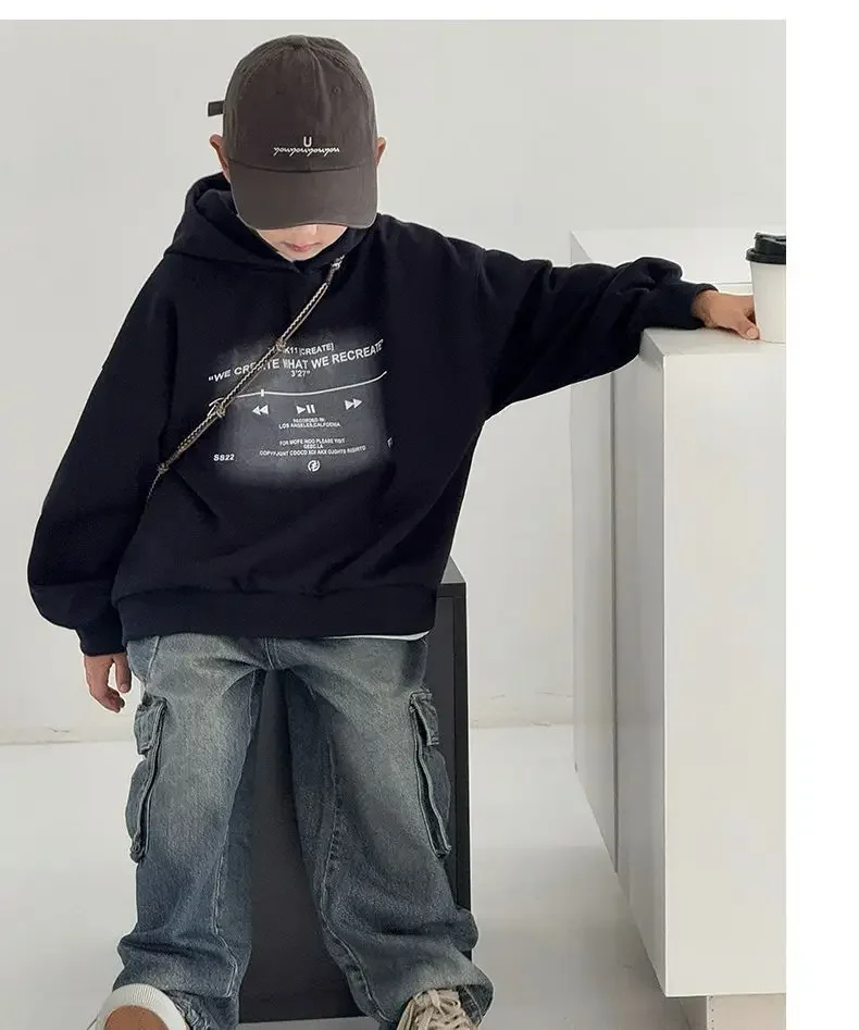 Kids Hoodies Music Player Graphic Printed Sweatshirt Boys Girls 