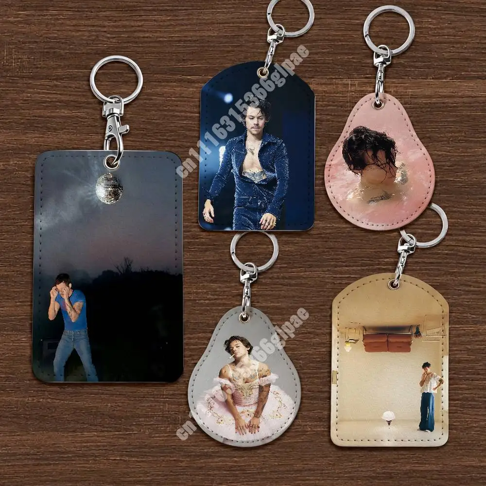 H-Harry S-Styles Kiss All The Time Leather Keychain Card Holder for Airtag & Luggage Tags Casual Tracker Cover