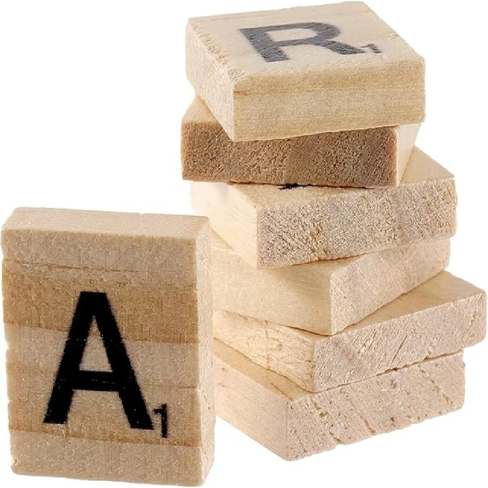 

100PCS Wood Letter Scrabble Tiles, Wooden Scrabble Letters, Letter Tiles for Crafts, DIY Decoration, Spelling Coaster Wooden
