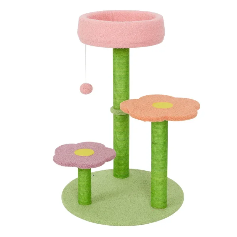 Cat climbing frame, new cat scratching column, available in all seasons, toys, small  jumping platform, flowers,  nest,