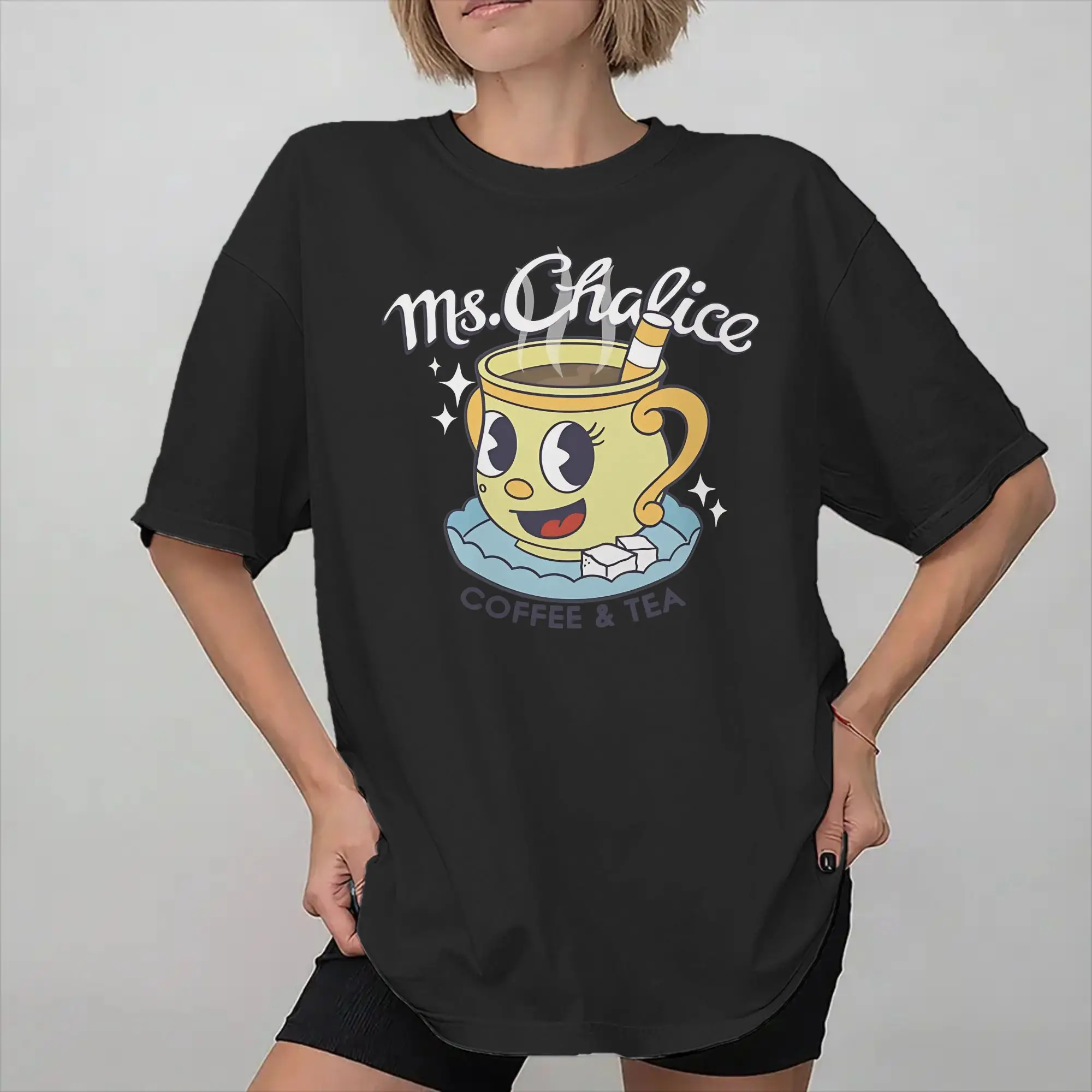 New Arrival Cuphead and Mugman cup mug T Shirt for Men Women  Cotton Tee Shirt Short Sleeve Clothes