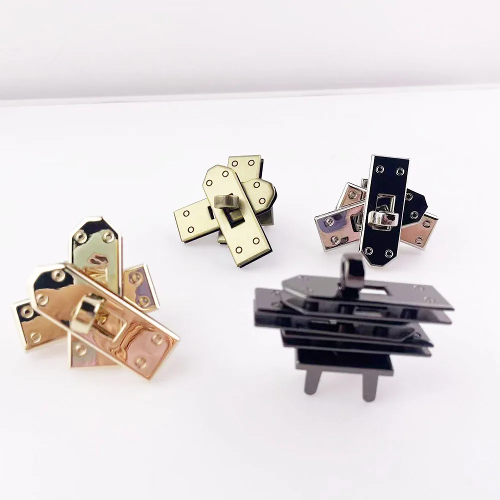 1set(4pcs) 46mm Gold/Brass Metal Bag Lock Hardware Accessories Women's Handbag Swivel Clasp Lock Buckle DIY Part Leather Craft