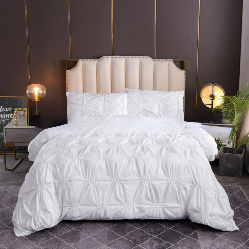 

Handcrafted PinTuck Luxury Duvet Cover Bedding Bed Set With Pillow Cases Single Double Super King US Twin Full Queen