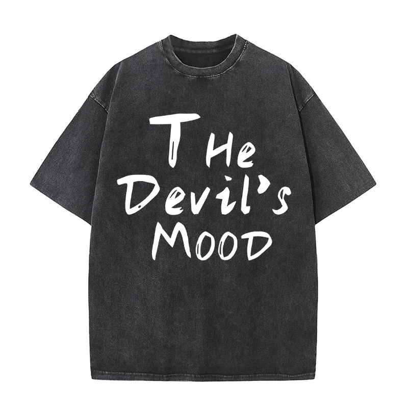 

100% Cotton Vintage T-Shirt Retro Short Sleeve Batik Personalized Letter Printed T-Shirt Men's Solid Color Hip Hop Loose T-Shirt