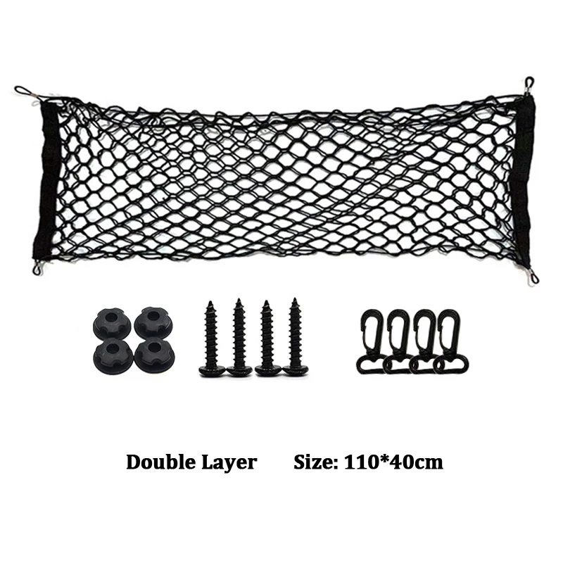 Car Rear Trunk Net Mesh elastico Nylon Back Cargo Storage Organizer doppio strato portapacchi accessori per auto universali