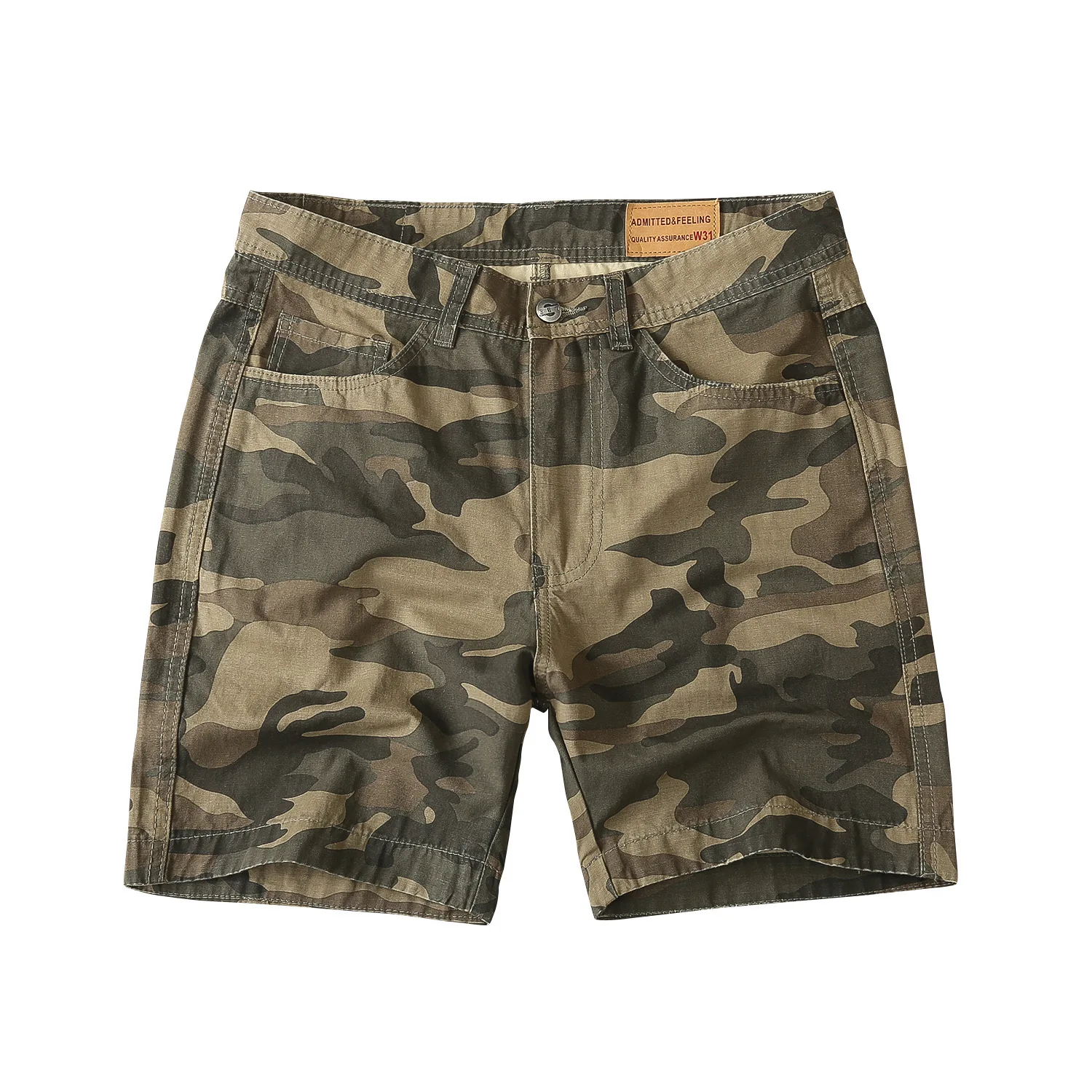 

American Retro Casual Cargo Shorts for Men Trendy Summer Cotton Slim-Fit Desert Camo Workwear Above-knee Shorts