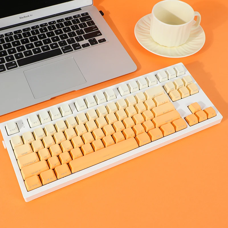 Imagem -03 - Laranja Gradiente Keycaps Backlit Transparente Pbt Double Shot Side Top Print Perfil Oem Teclado Interruptor mx Gk6