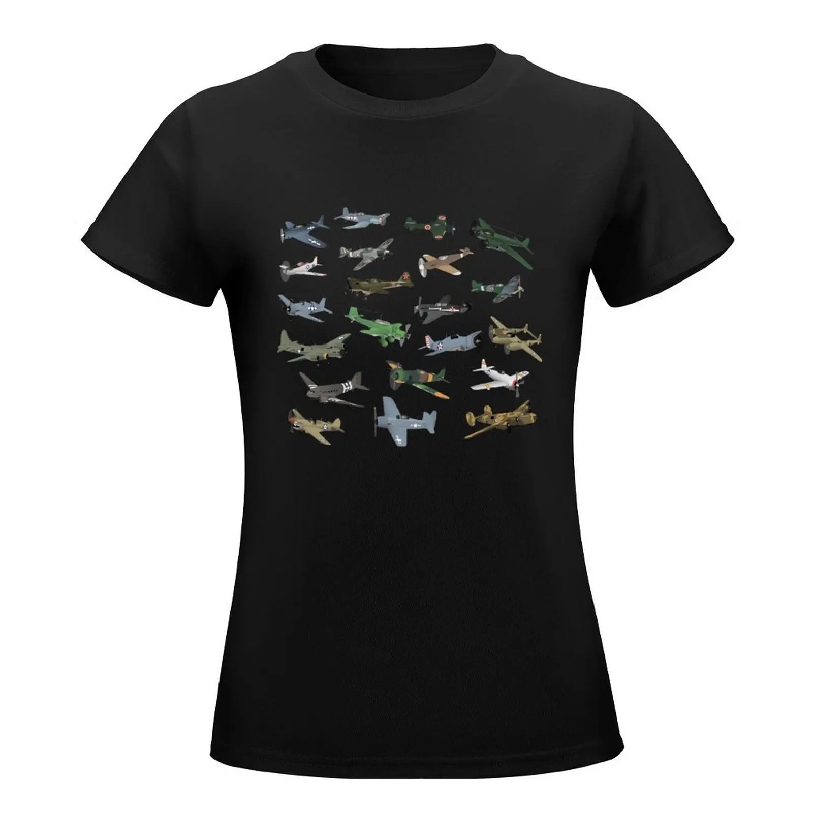 Various WW2 Airplanes T-Shirt heavyweights anime graphics Aesthetic clothing Women's tops