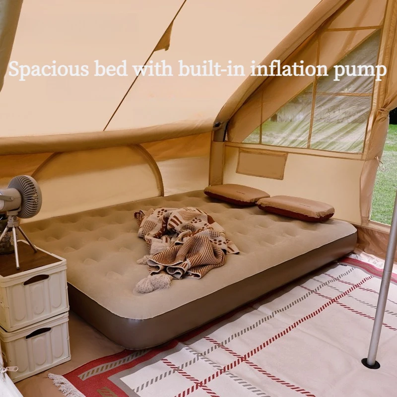 

Outdoor camping flocking automatic inflatable mat double camping floor mat nap inflatable bed