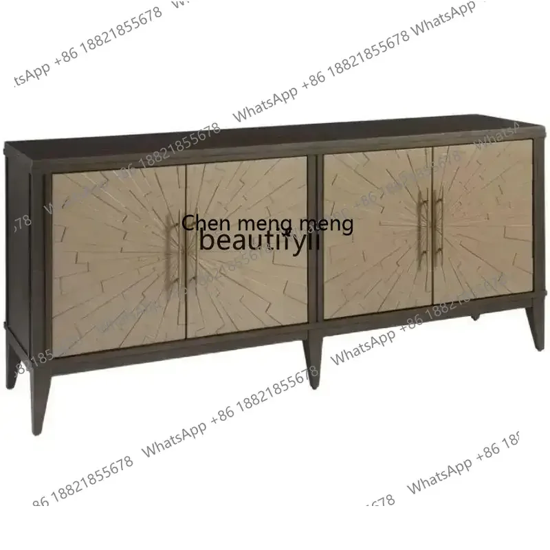 

xz1X1American retro solid wood TV dining side cabinet against the wall locker French light luxury decorative cabinet