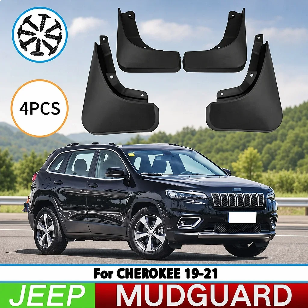 

For Jeep Cherokee 2019-2022 Splash Guards Mud Flaps Front Rear Wheel Fender Protector 4Pcs