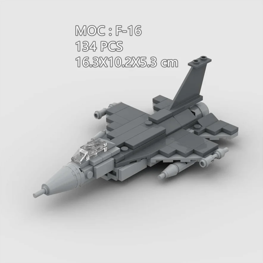

MOC airplane helicopter building blocks Falcon F16 Falcon Fighter Jet assembled 134 small particles children's toys ornaments