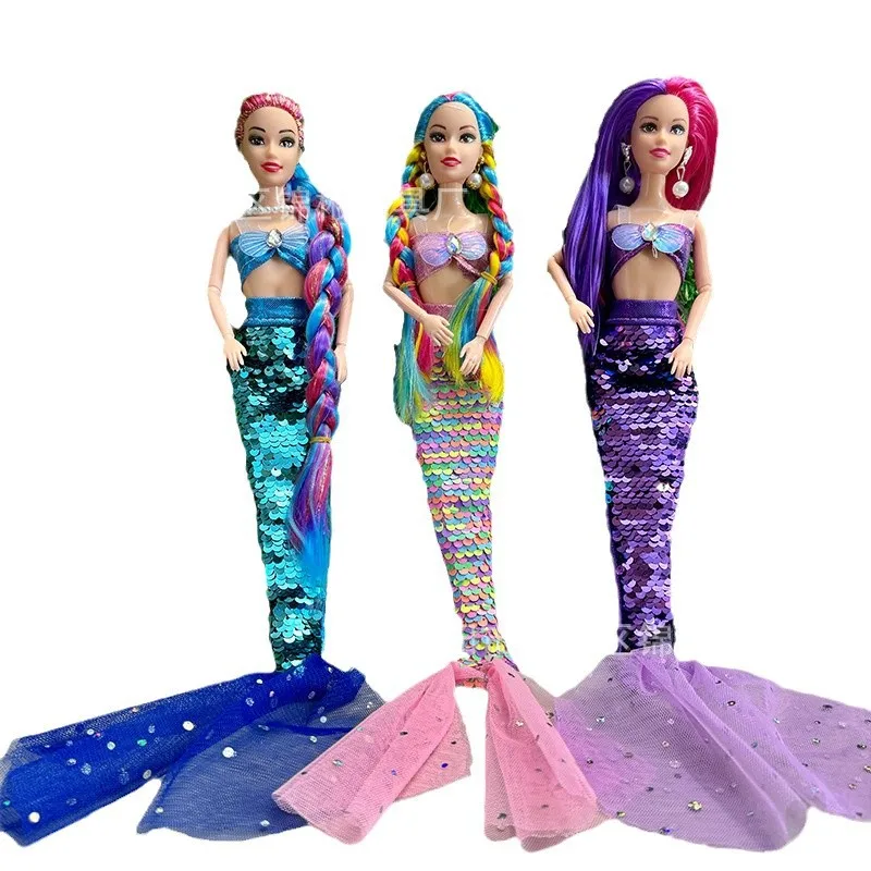 Vêtements de poupée de supermodèle FR 30cm, jolie robe sirène à paillettes, robe en queue de poisson, gilet + jupe, ensemble de poupée de princesse à la mode 1/6