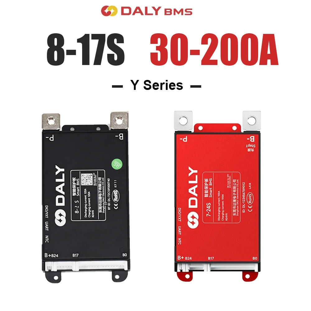 Daly Y Smart BMS 7-17S Automatically Identified 30A 40A 60A 80A 100A 120A 150A 200A Build-in BT UART Li-ion LFP LTO Balance