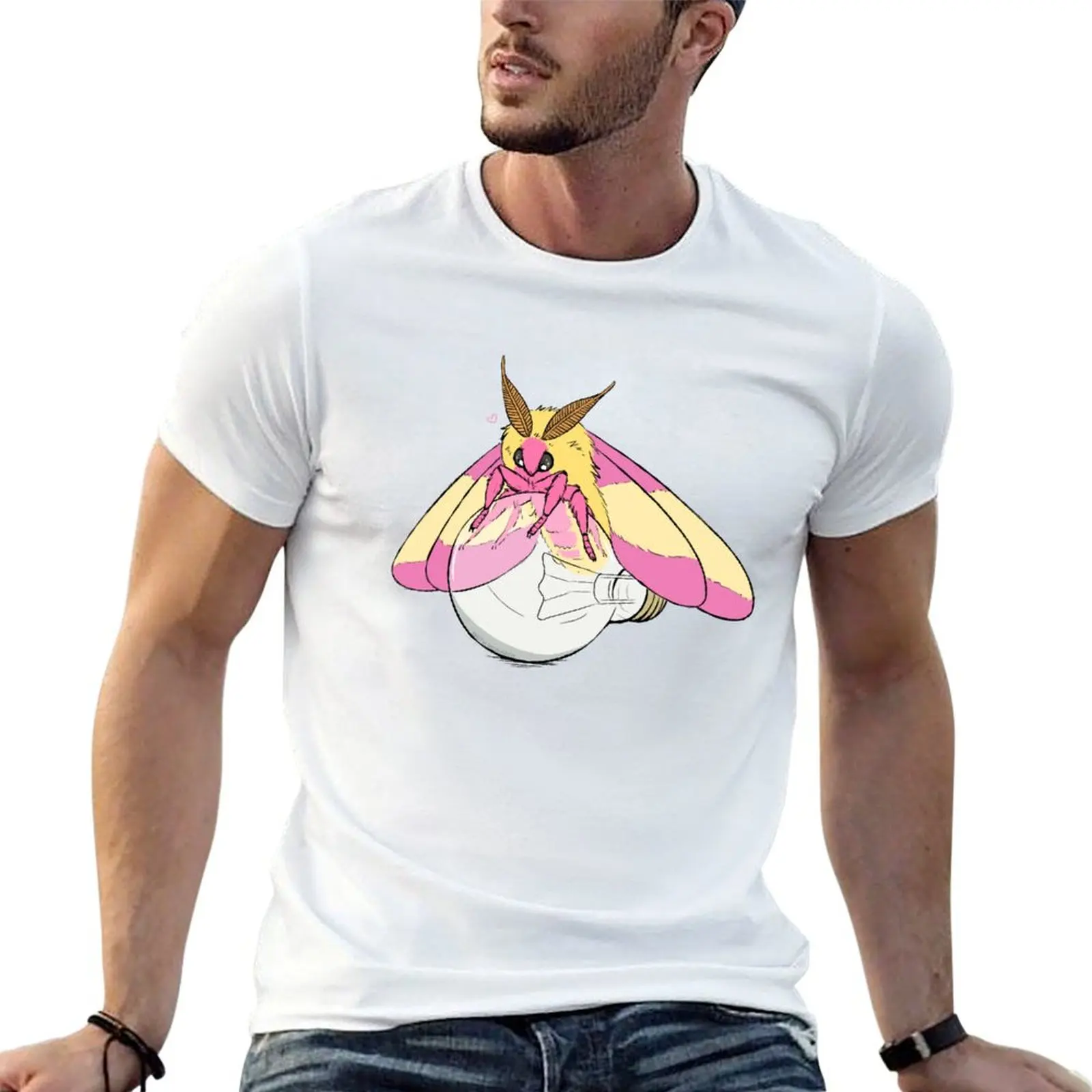 

Rosy Maple Moth and Lightbulb T-Shirt man t shirt graphic man t shirt cotton high quality T-Shirt