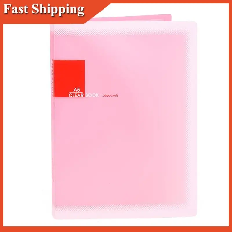 

AB97-10X Plastic A5 Paper 20 Pockets File Document Folder Holder, Pink