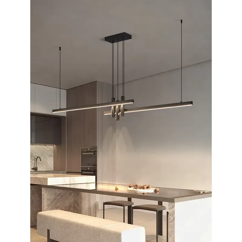 Modern light creative bar counter strip designer lamps LED Pendant Light for Dining Table Kitchen Chandelier Memory Function