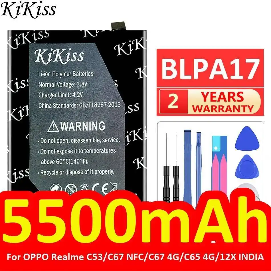 

BLPA17 For Oppo Realme C53 C67 Nfc 4G C65 12X India Mobile Phone Battery 5500Mah Fast Charging Long Lasting