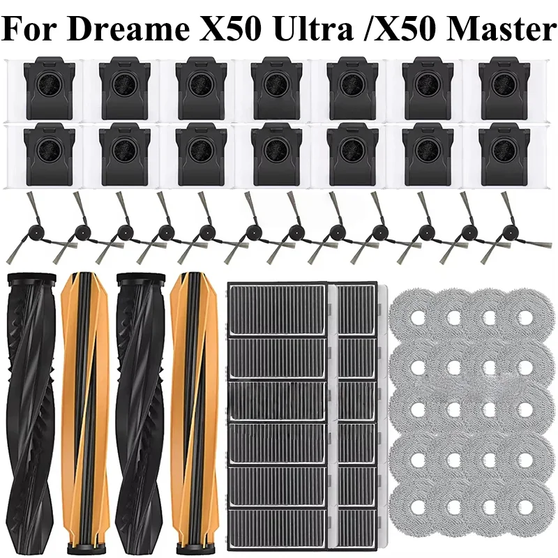 For Dreame X50 Ultra/X50 Master/MOVA V50 Ultra/L50 Pro Ultra/L40s Ultra Main Side Brush Dust Bag Filter Mop Cloth Accessories