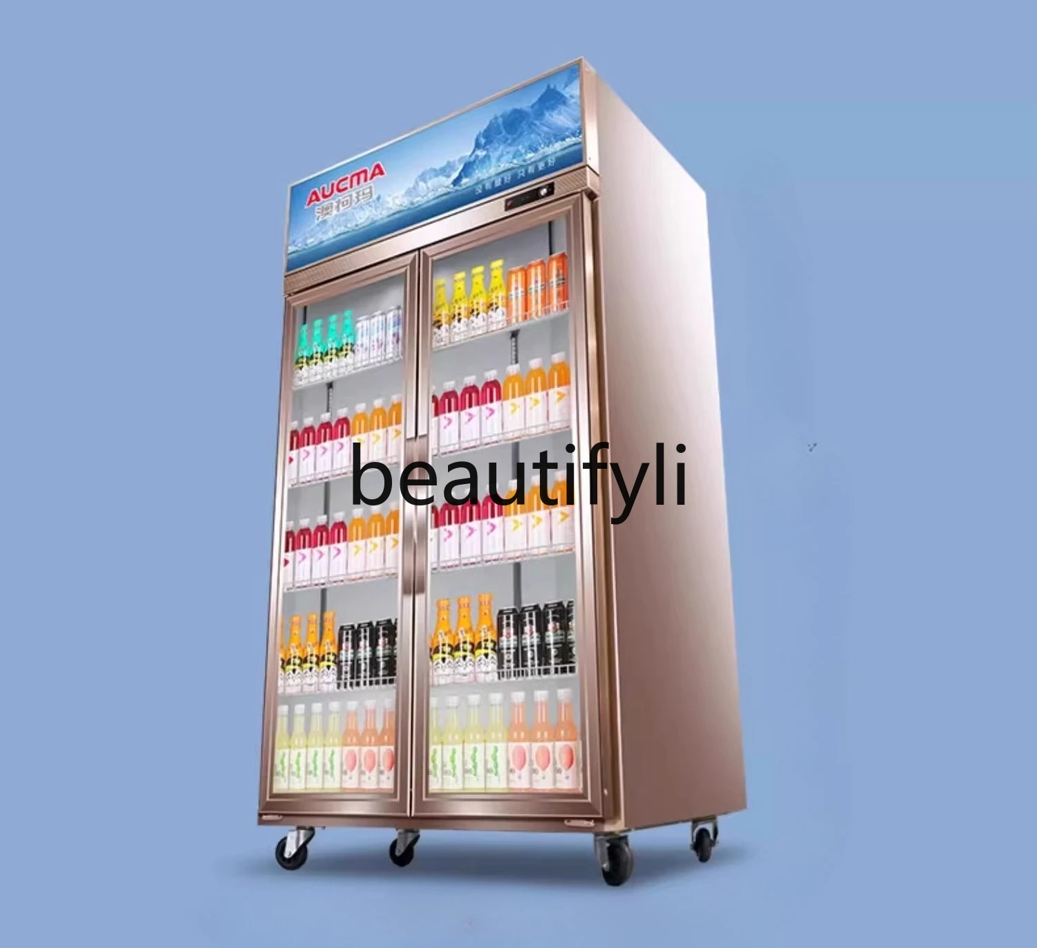 

Display Cabinet Double Three-Door Commercial Refrigerator Vertical Fresh-Keeping Cabinet with Air Circulation Defrosting