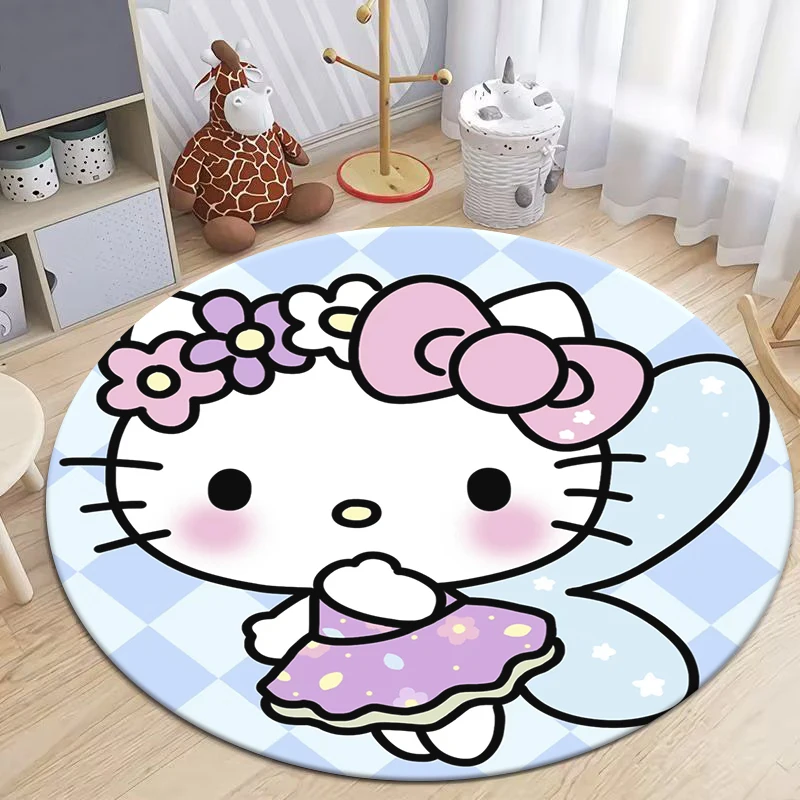 MINISO&Sanrio Hello Kitty Cartoon Print Round Carpet.Bedroom,Balcony,Entry Door,Chair Non-slip Mat.Gift,Picnic,Home Decorat,Rug