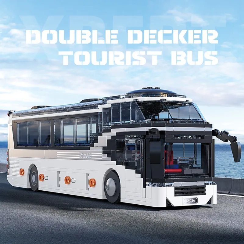 811PCS Double-Decker Tour Bus Building Blocks DIY ชุดสําหรับเด็กสะสมเดสก์ท็อปตกแต่งวันหยุดไอเดียของขวัญ
