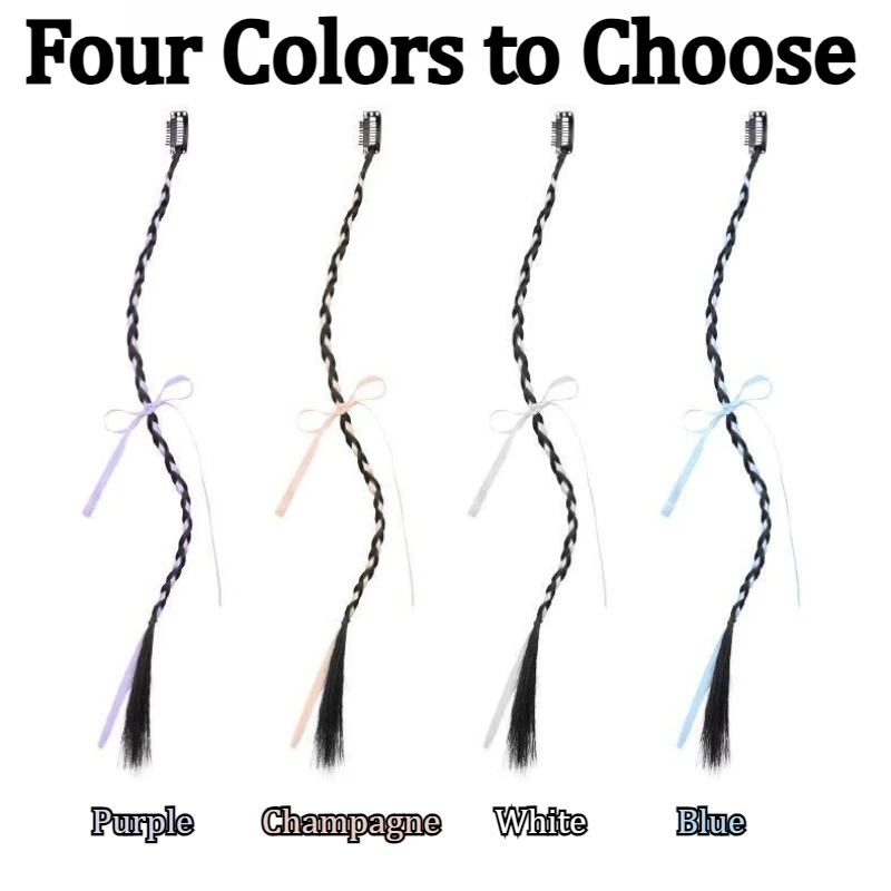 2/4 قطعة الشريط القوس الملاكمة جديلة للنساء موضة تويست مضفر شعر مستعار يومي جديلة غير مرئية BB كليب الشعر التمديد Y2K شعر مستعار مضفر